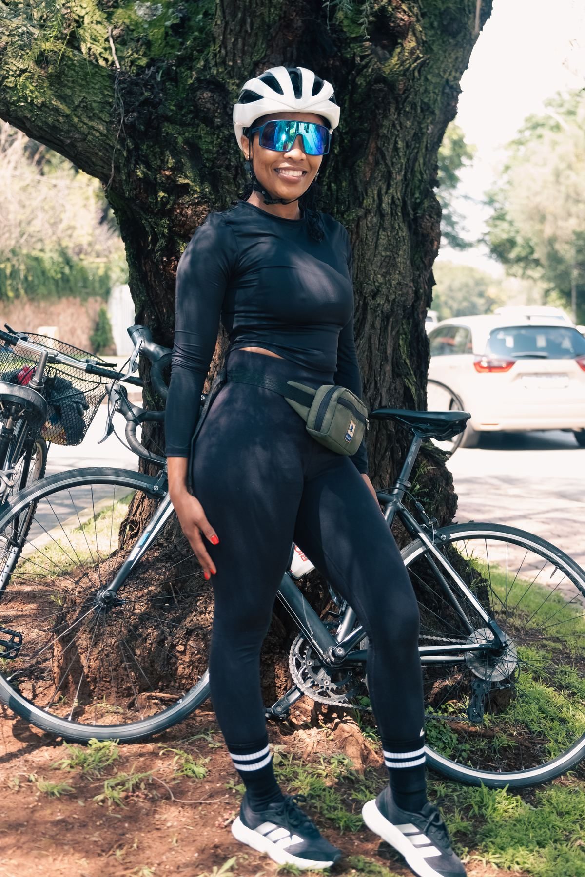 Cyclist posing